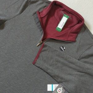 Flag & Anthem MadeFlex Reversible Mockneck 1/4 Zip Pullover Grey Burgundy XL NWT
